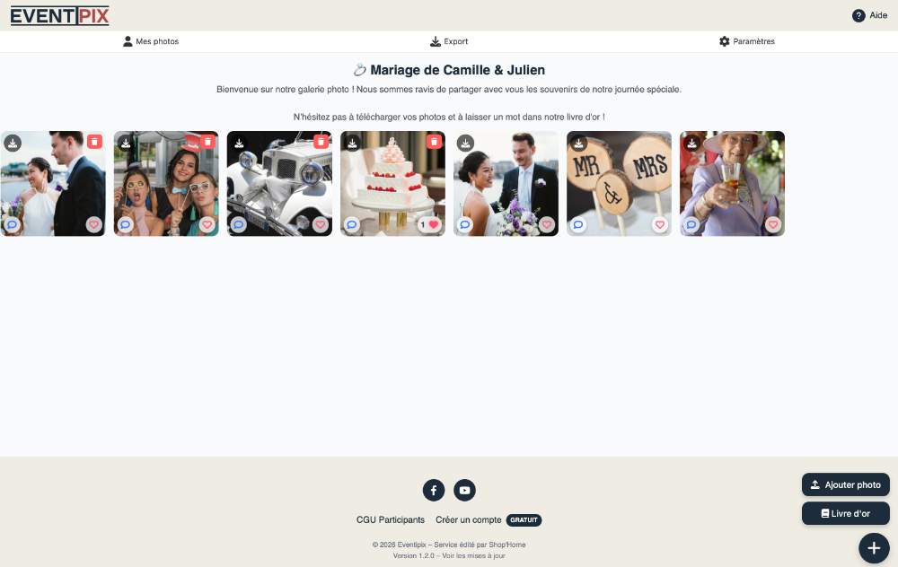 Thème galerie photo classique Eventipix