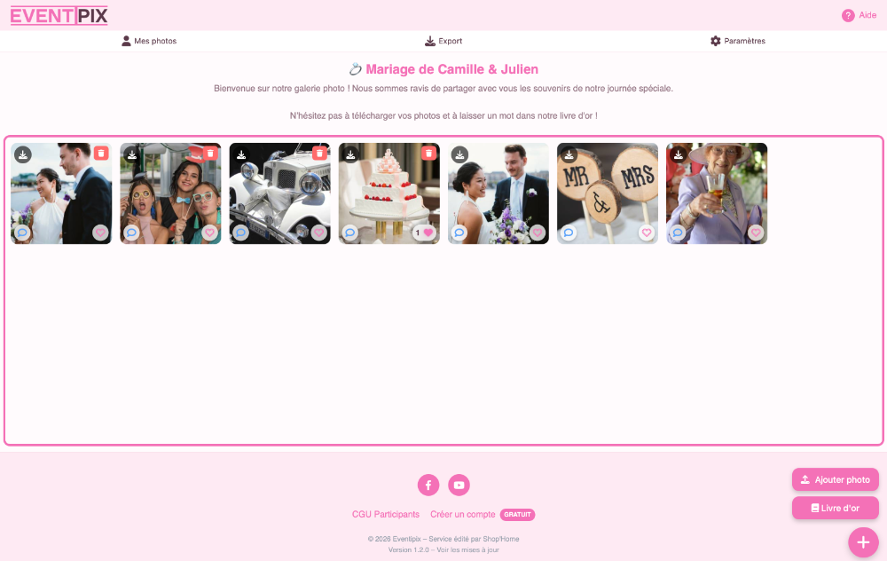 Thème galerie photo Pastel Eventipix