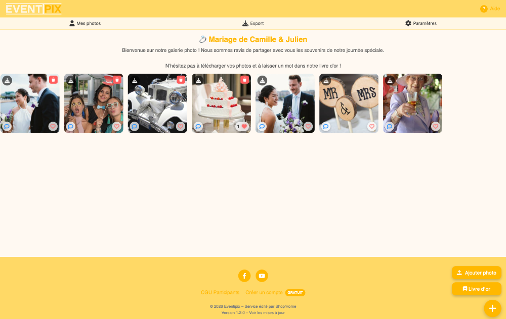 Thème galerie photo Soleil Eventipix